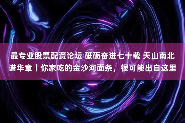 最专业股票配资论坛 砥砺奋进七十载 天山南北谱华章丨你家吃的金沙河面条，很可能出自这里
